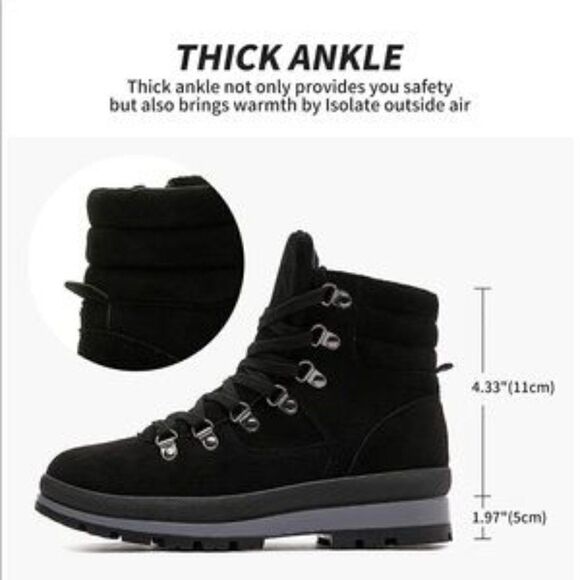 NEW Black Combat Snow Boots Lace Up Ankle - Picture 2 of 7